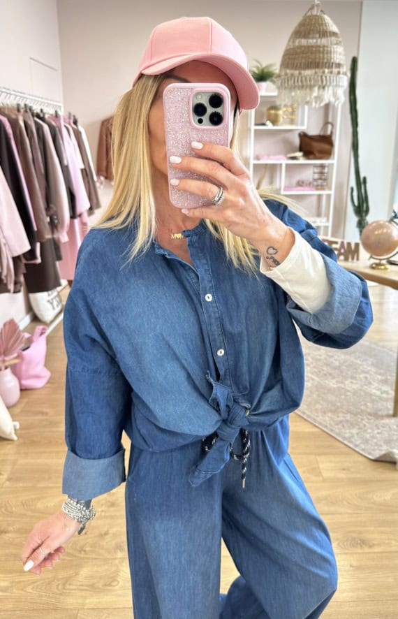 camicia coreana in chambray