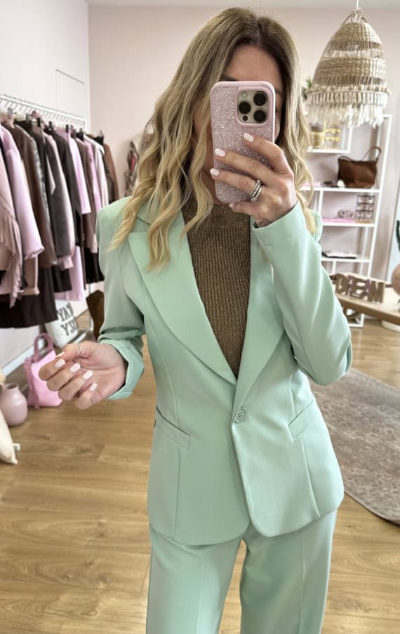 giacca slim verde acqua