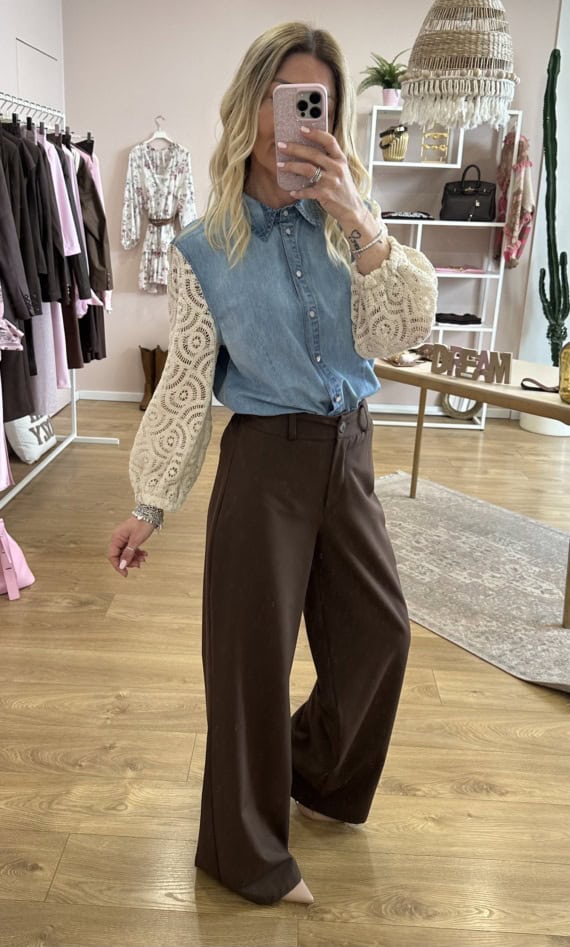 Pantaloni palazzo elastico in vita - immagine 4
