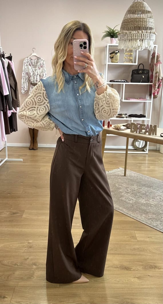 Pantaloni palazzo elastico in vita - immagine 3