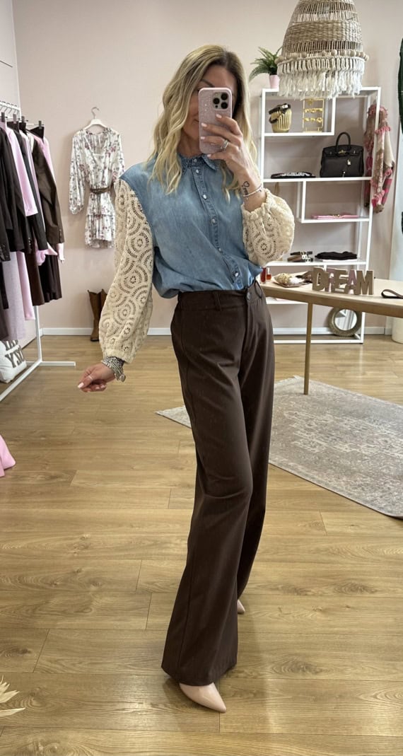 Pantaloni palazzo elastico in vita - immagine 2