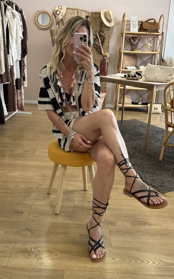 Sandaletti neri in pelle