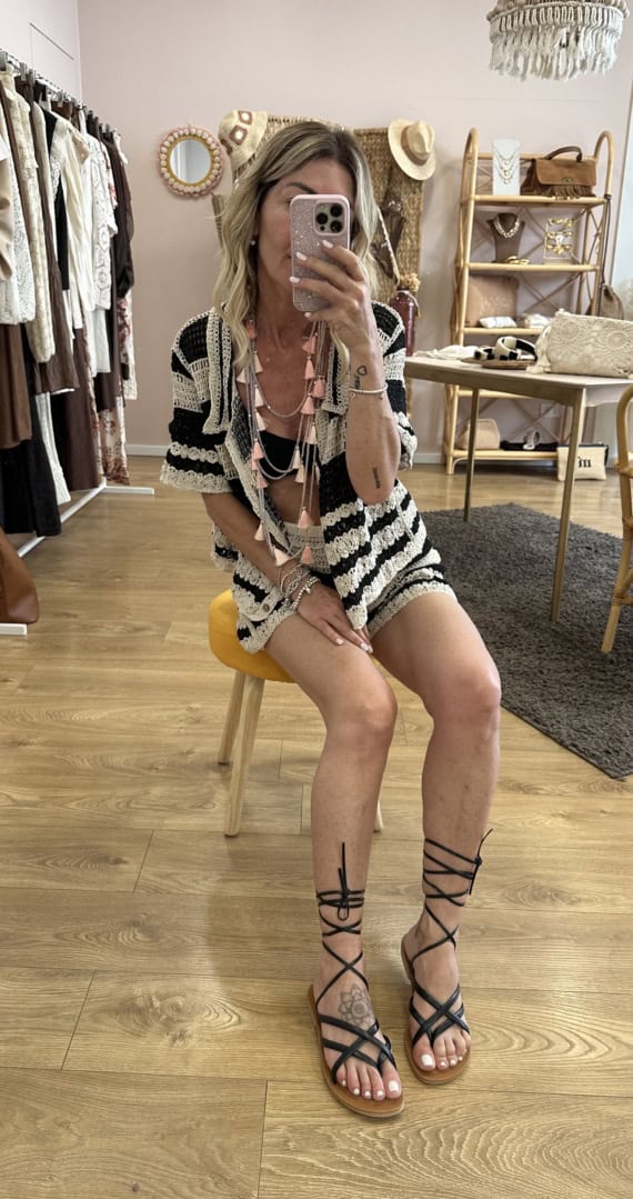Sandaletti neri in pelle - immagine 5