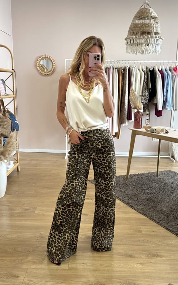 jeans palazzo maculato - immagine 2