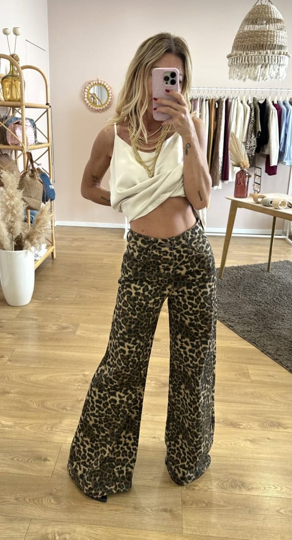 jeans palazzo maculato