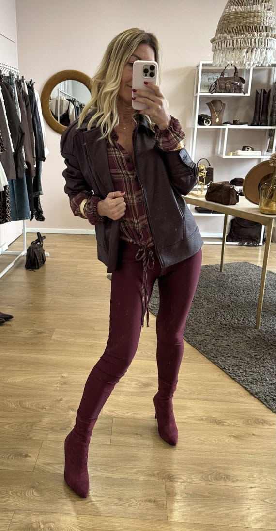 chiodo over eco pelle bordeaux - immagine 4