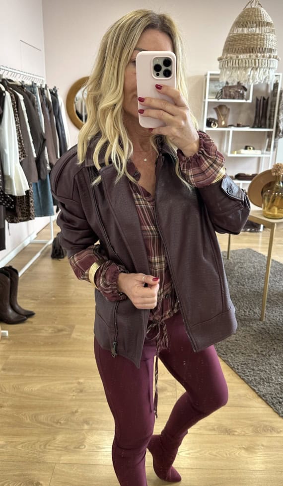 chiodo over eco pelle bordeaux