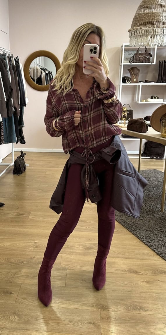 camicia trasparente quadri con coulisse - immagine 3
