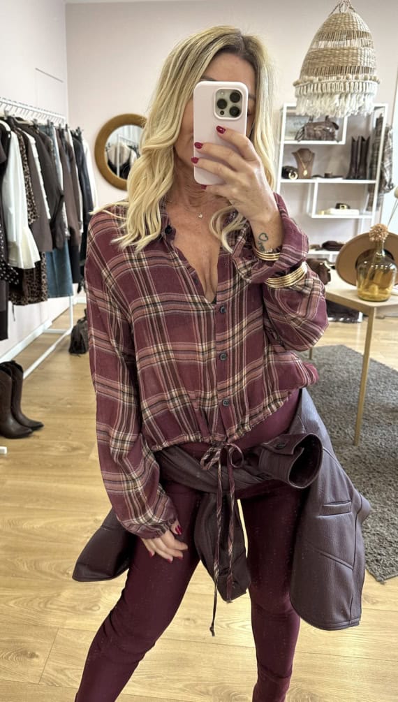 camicia trasparente quadri con coulisse - immagine 4