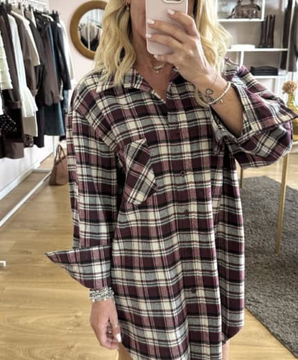 maxi camicia felpata quadri