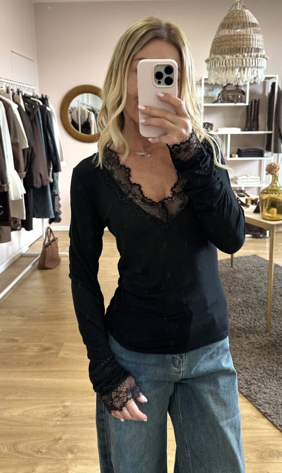 maglia viscosa e cashmere con pizzo - immagine 3