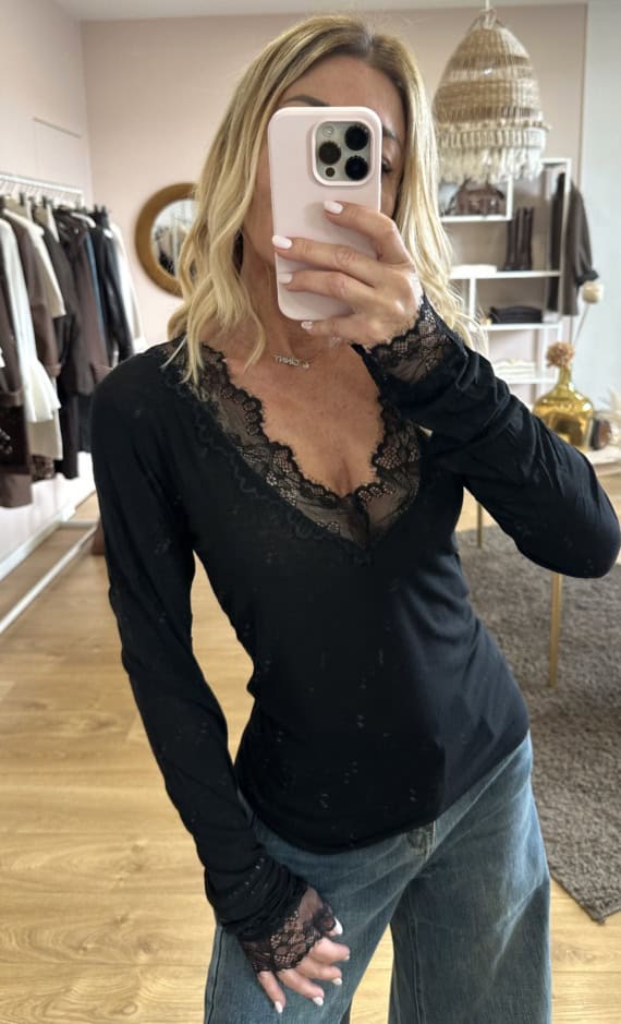 maglia viscosa e cashmere con pizzo - immagine 4