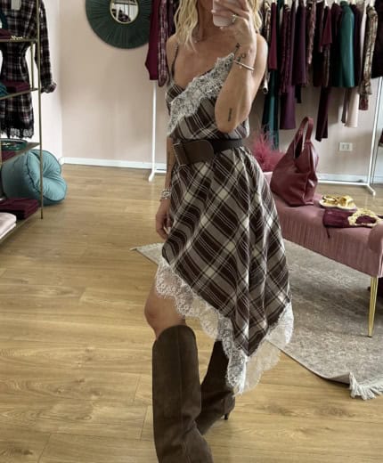 Sottoveste a quadri con pizzo