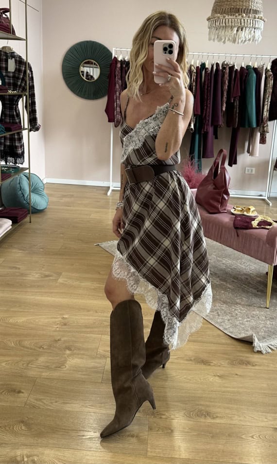 Sottoveste a quadri con pizzo