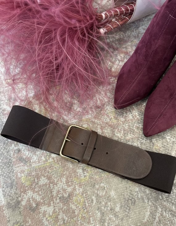 Cintura in pelle elastica cioccolato