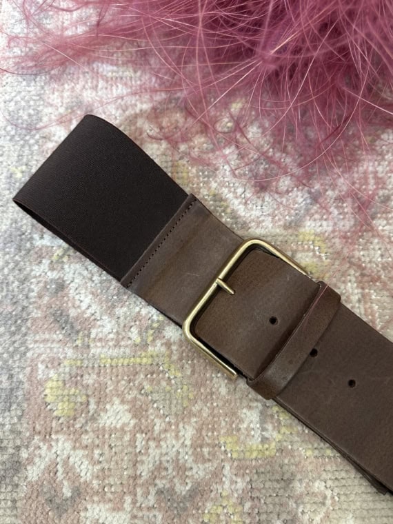 Cintura in pelle elastica cioccolato - immagine 2