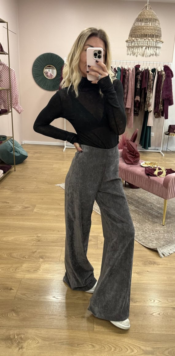 pantaloni in velluto con elastico - immagine 3