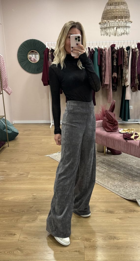 pantaloni in velluto con elastico - immagine 2