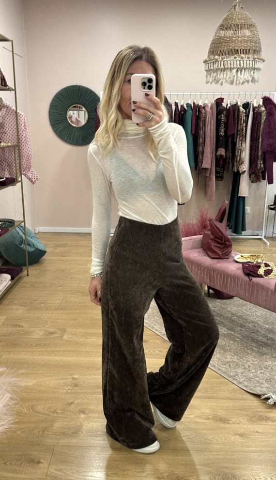 pantaloni in velluto con elastico - immagine 6
