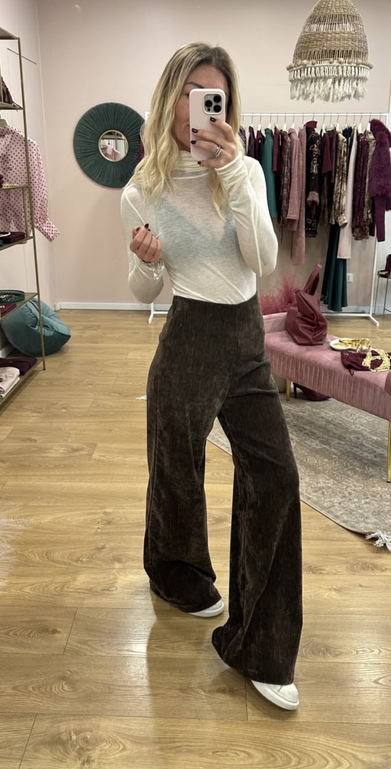 pantaloni in velluto con elastico - immagine 7