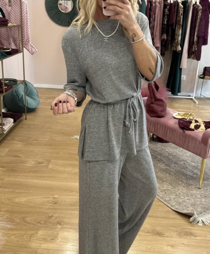 coordinato in maglia grigio
