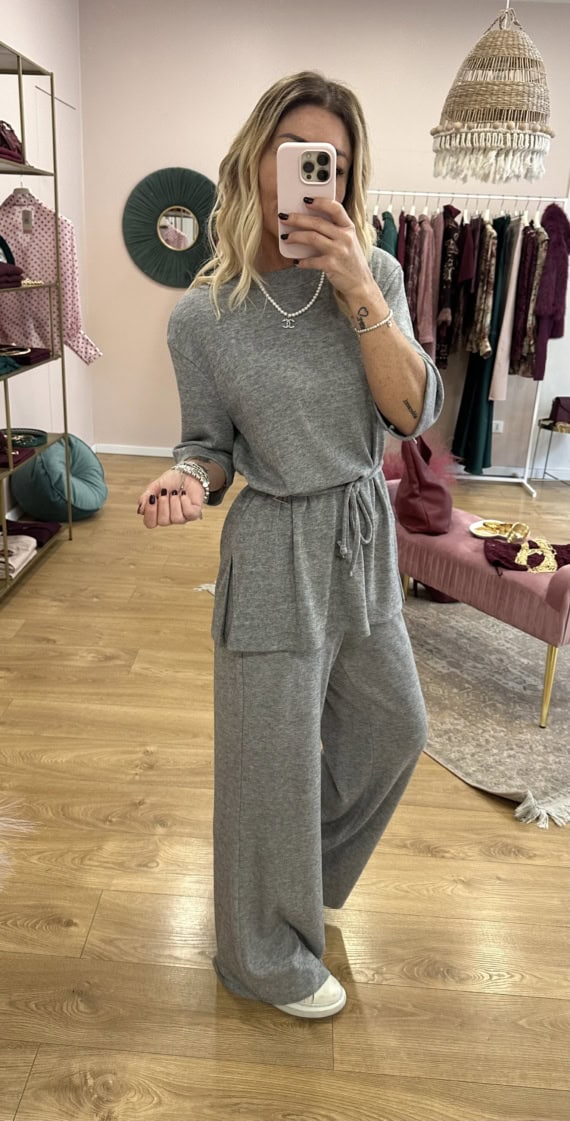 coordinato in maglia grigio