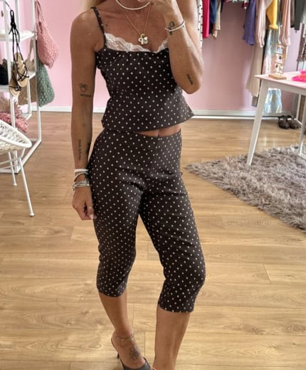 Pantaloni Capri a pois