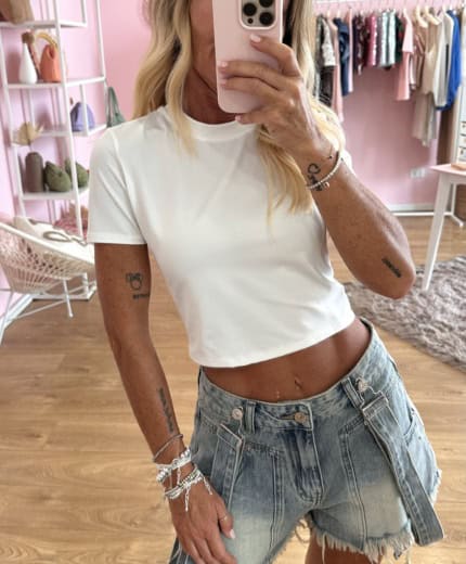 T-shirt bianca crop
