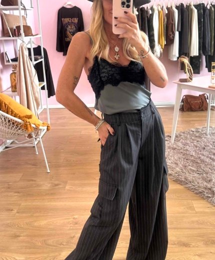 pantalone cargo gessato vicolo