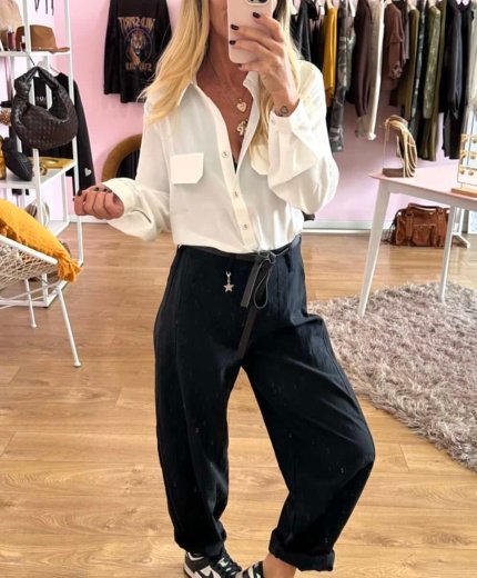 Pantalone  balloon nero tessuto tecnico