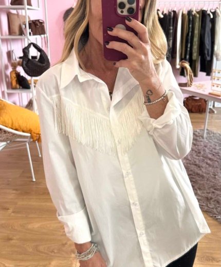 maxi camicia con frange
