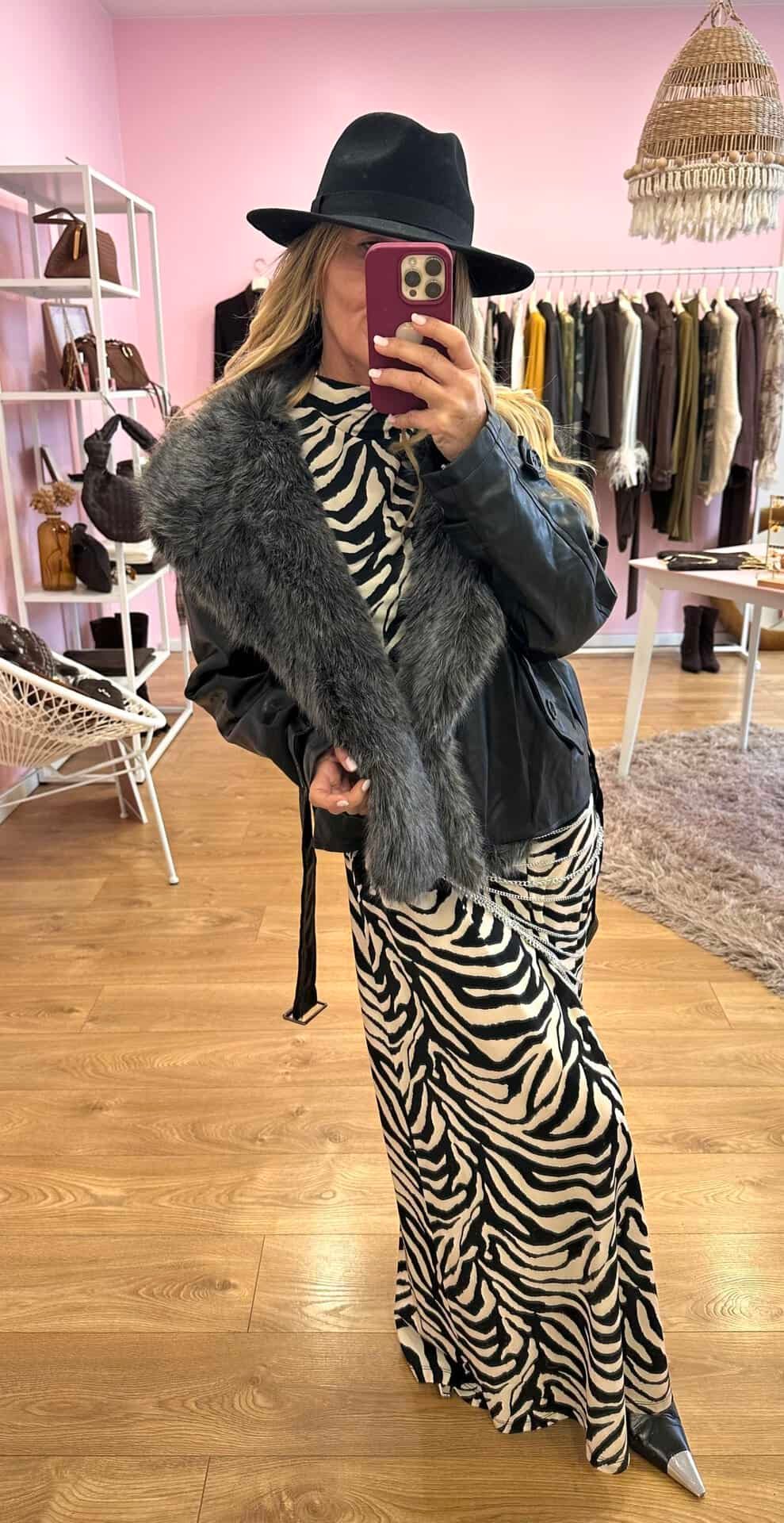 giubbin eco pelle con collo in pelo - immagine 3