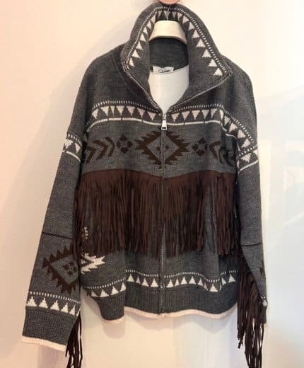 bomber in maglia con frange motel
