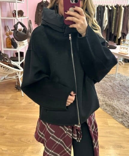 giubbino 50% lana con cappuccio in piumino